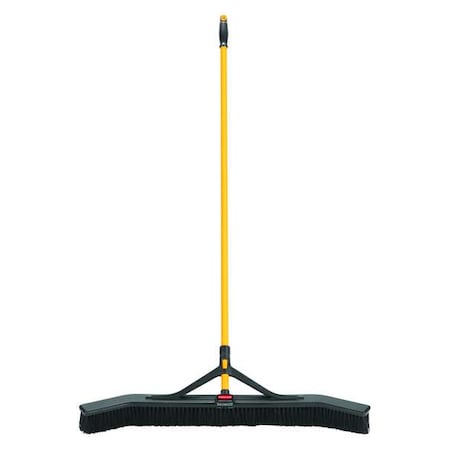 36 in Sweep Face Push Broom, Medium, Synthetic, Black