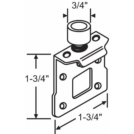 Roller Bracket, Steel Plated, 2-1/2"L x 1-34"W
