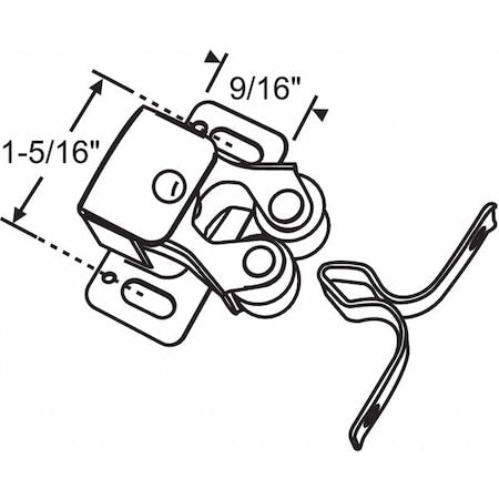 Roller Catch, Tan, Catch 1-1/8" L
