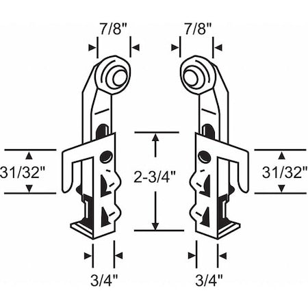 Hanger Set, Steel Plated, 4-23/32"L x 1-21/32"W