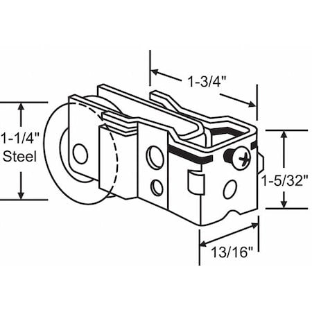 Roller Assembly 3" L, Steel Plated