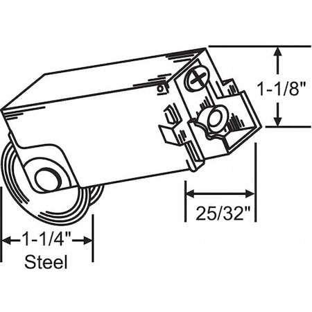 Roller Assembly 2-51/64" L, Steel Plated