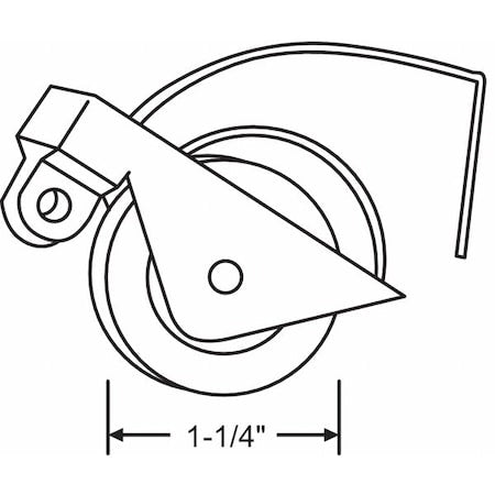 1-1/4" O.D Roller Assembly 3"L x 3/8"W x 1/2"H, Steel Plated