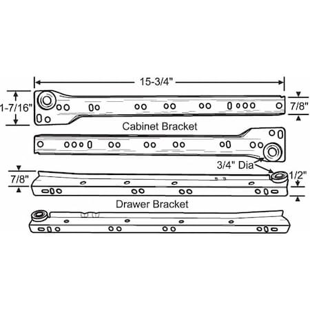 Drawer Slide, 16" L, Painted