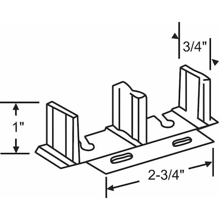 Floor Guide, Steel, Anodized, 4"L x 1-3/8"W