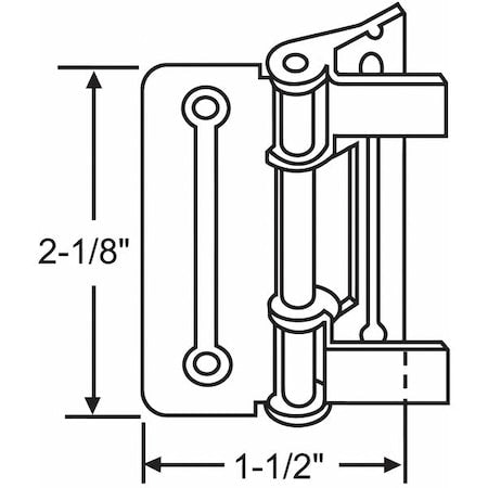 Butt Hinge, Steel, Full Surface Mounting, 1 1/2 in Leaf W x 2 1/8 in Leaf H, Yellow Zinc