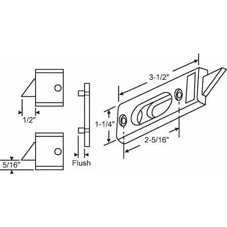 Tilt Slide Latch, Tilt Window, 3-1/2" L