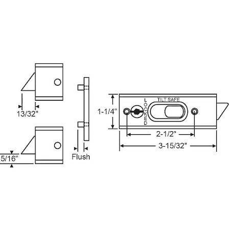 Tilt Slide Latch, Tilt Window, 3-15/32" L