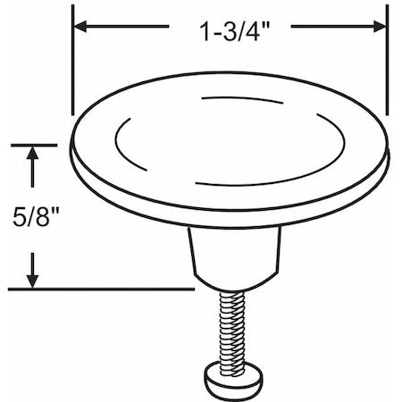 Cabinet Knob, Round Shape, Zinc, Diameter: 1 3/4 in