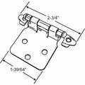 Spring Hinge, Steel, Full Surface Mounting, 2 3/4 in Leaf W x 1 39/64 in Leaf H, Brass