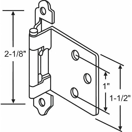 Butt Hinge, Steel, Full Surface Mounting, 2 1/8 in Leaf W x 2 1/8 in Leaf H, Unfinished