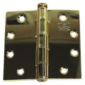 Door and Butt Hinge, Steel, Full Mortise Mounting, 4 1/2 in Leaf W x 4 1/2 in Leaf H, Brass