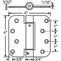 Door and Butt Hinge, Steel, Full Mortise Mounting, 4 in Leaf W x 4 in Leaf H, Satin Nickel