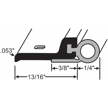 Weatherstrip, Hollow Bulb Insert, 84" L