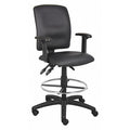 Leather Drafting Chair, 29 1/2-, Adjustable, Black