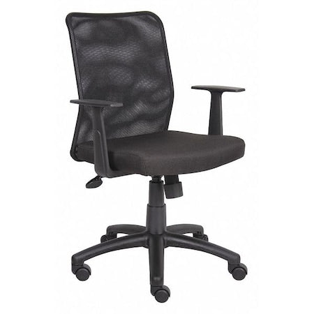 Fabric Task Chair, 21 1/2-, Fixed, Black