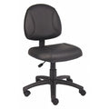 Leather Task Chair, 24-, No Arm, Black