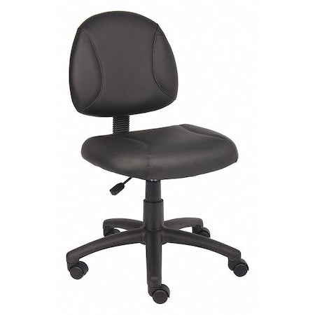 Leather Task Chair, 24-, No Arm, Black