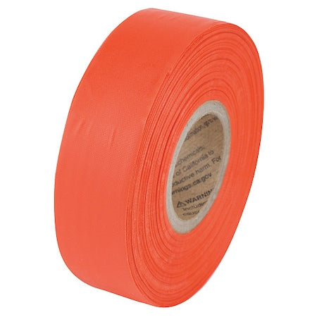 Flagging Tape, No Legend, Orange, 1 3/16 in Wide x 300 ft Length, Vinyl, 2 mil
