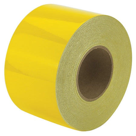 Reflective Safety Tape Vinyl Yellow, 4" W x 50 yd. L, 5.5 mil Thick