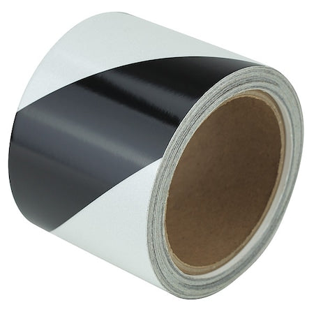 Reflective Safety Tape Vinyl Black/White, 3" W x 10 yd. L, 5.5 mil Thick