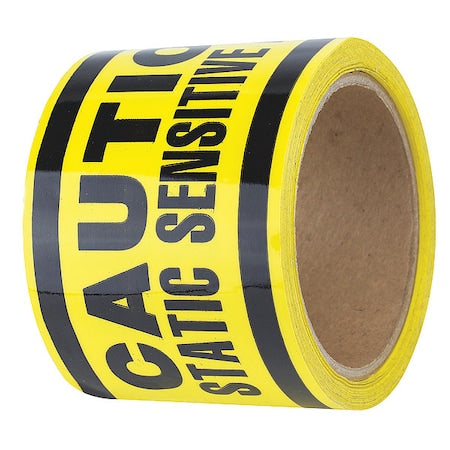 Safety Warning Tape, Solid, Black/Yl, 3" W, 20FV85