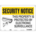 Security Sign, 10 in H, 14 in W, Polyethylene, Horizontal Rectangle, English, 453N95