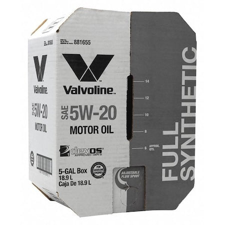 Motor Oil, 5 gal. Sz, 5W-20 SAE Grade, Box