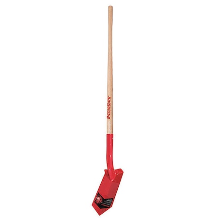 Trenching Shovel, 13 ga Steel Blade, Forward Turn Step, 48 in L Natural Wood Handle