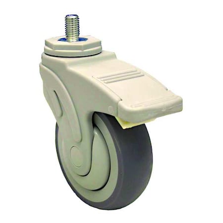 Stem Caster, 4"dia, Rubber, 190lb