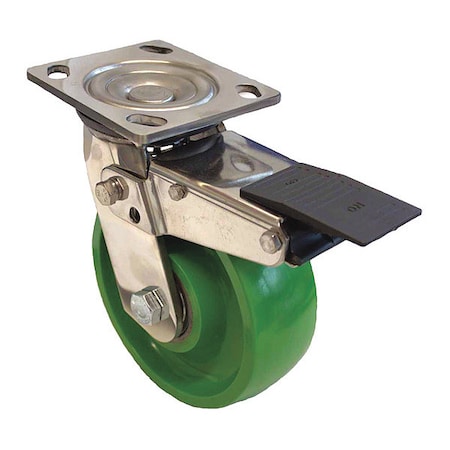 Plate Caster, 1000 lb. Load, Green Wheel