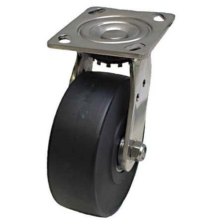 Plate Caster, 880 lb. Load, Black Wheel