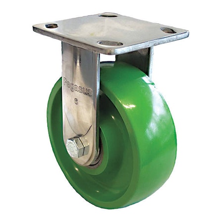 Plate Caster, 880 lb. Load, Green Wheel