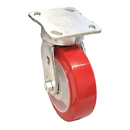 Plate Caster, 770 lb. Load, Red Weel