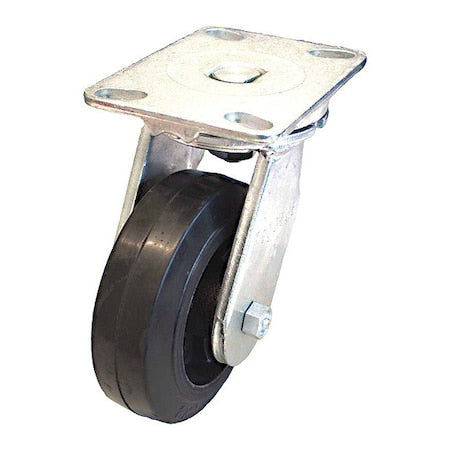 Plate Caster, 600 lb. Load, Black Wheel