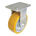 Plate Caster, 2100 lb. Load, Yellow Wheel