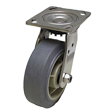 Plate Caster, 350 lb. Load, Gray Wheel