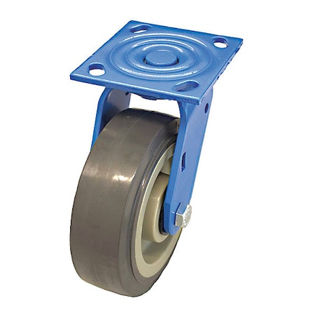 Plate Caster, 600 lb. Load, Gray Wheel