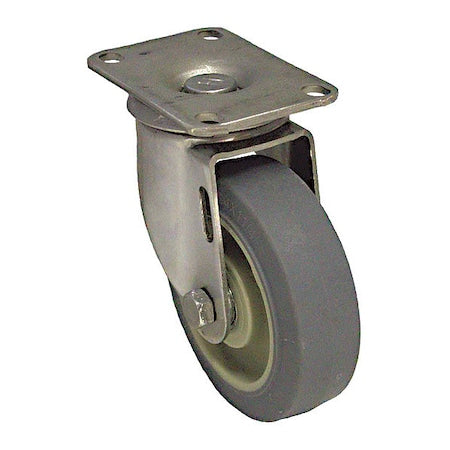 Plate Caster, 250 lb. Load, Gray Wheel