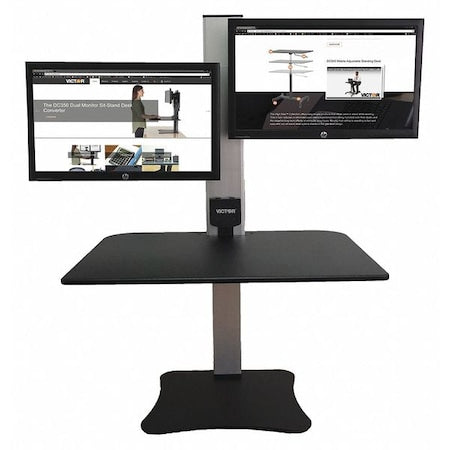 Electric Dual Monitor Standing Desk Electric Sit-Stand Desk, 23 in D X 28 in W X Black, Aluminum