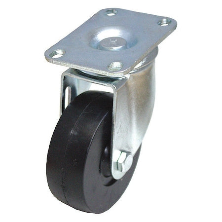 Plate Caster, Swivel, Rubber, 5 1/8"H
