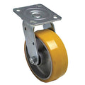 Plate Caster, 1250 lb. Load, Yellow Wheel