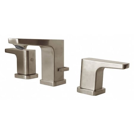 Manual Widespread Faucet, 8" Mount, Brushed Nickel 3 Hole