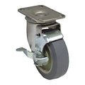 Plate Caster, 325 lb. Load, Gray Wheel