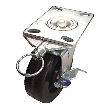 Plate Caster, 800 lb. Load, Black Wheel