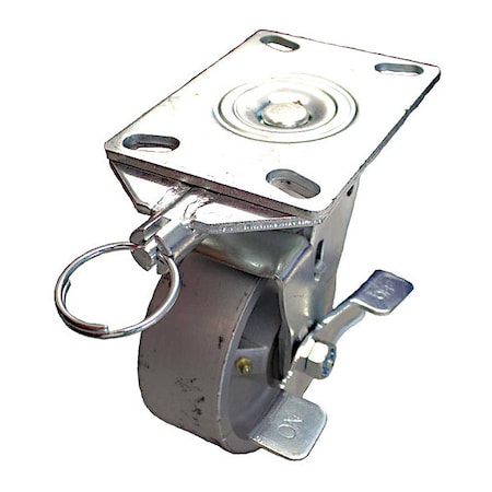 Plate Caster, 1250 lb. Load, Silver Wheel