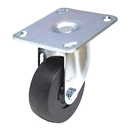 NSF-Listed Plate Caster, 200 lb. Load, Black Wheel