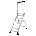 Folding Step, 4 Steps, 375 lb Load Capacity, 48 in Overall Height, Aluminum, Silver