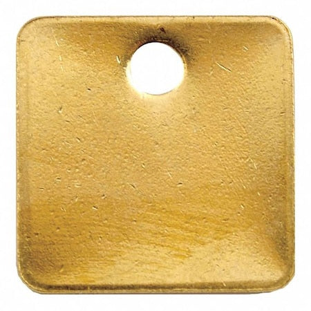 Blank Tag, Brass, 1 1/2 in H x 1 1/2 in W, Yellow, Square, 100 PK