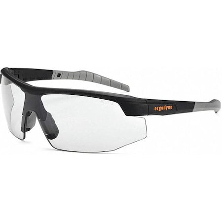 SKOLL, Safety Glasses, Uncoated, Indoor/Outdoor Lens, Matte Black Frame, Half-Frame